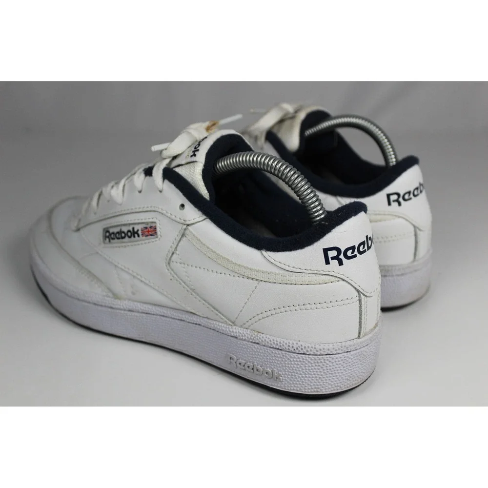 Reebok Club C 85 Mens White Navy Blue Leather Sneakers AR0457 Size 7.5